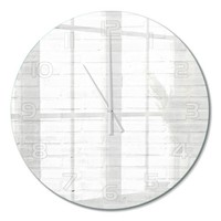 Runde Wanduhr Glasuhr Aus GehäRtetem Glas Backsteinwand WeißE Zeiger Fi60 Cm