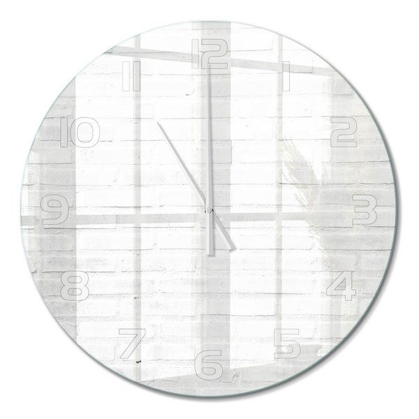 Runde Wanduhr Glasuhr Aus GehäRtetem Glas Backsteinwand WeißE Zeiger Fi60 Cm-image