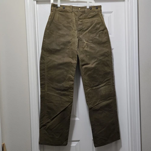 VTG CC Filson Waxed Canvas Double Knee Hunting Pants Button Fly Style 67 Mens 32