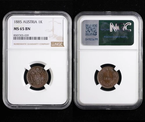 1885 Austria 1K NGC MS 65 BN
