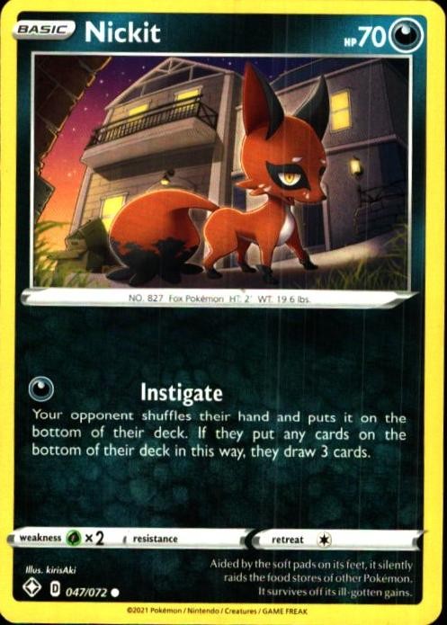 Nickit 047/072 C Shining Fates Pokemon LP
