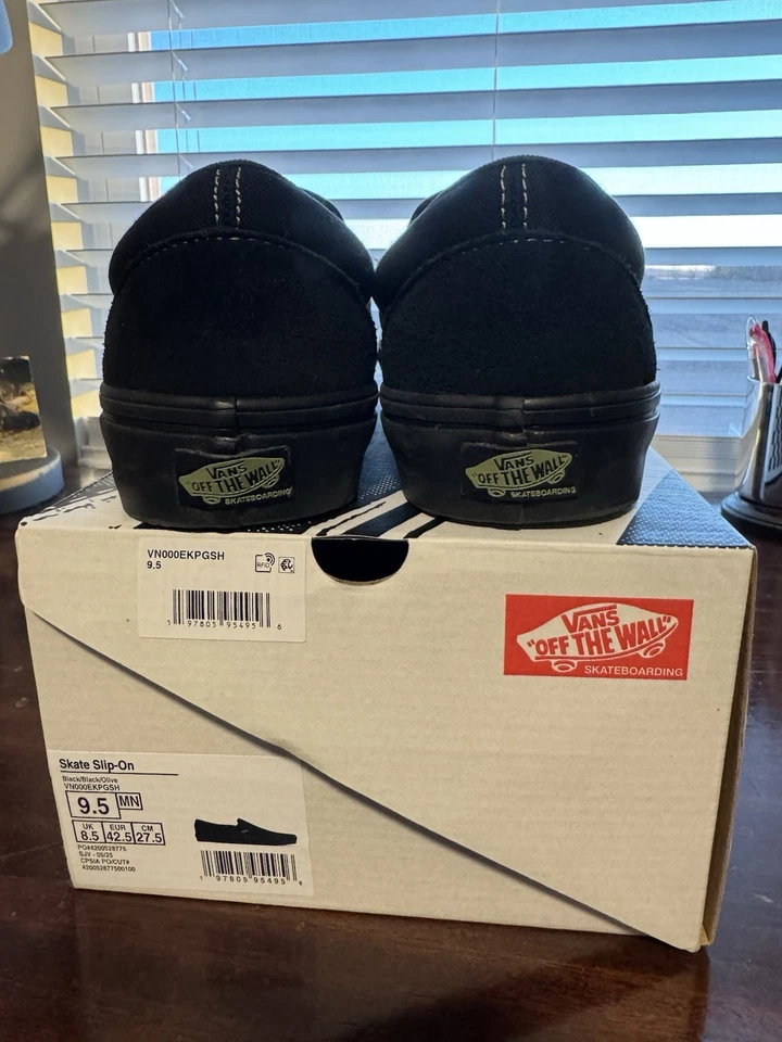 Vans SKATE Slip-on negro/negro/oliva Pop Cush Hombre’s 9.5/Mujer’s 11 NUEVO Foto 4 de 4