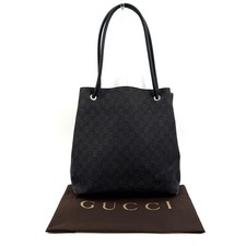 GUCCI Shoulder Tote Bag GG Canvas Leather Black Authentic from Japan 0201