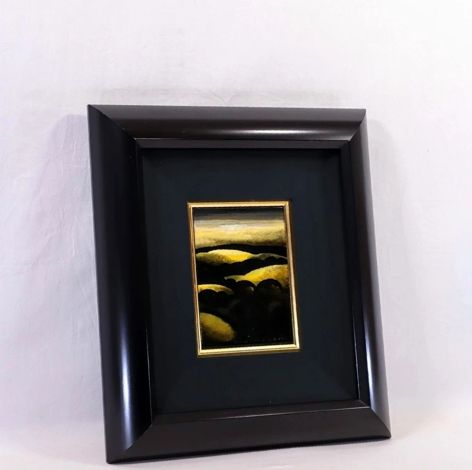 Raro Eyvind Earle Pintura Original Óleo sobre Panel "Prados Dorados" Firmado a Mano Foto 3 de 4