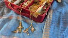 Faux Red Leather Jewelry Box with Jewelry — photo 9
