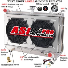 For 2010 2011 Chevy Camaro SS Coupe 6.2L 3 Row Aluminum Radiator Shroud Fan,