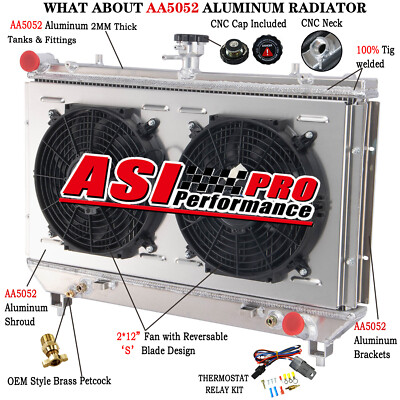 3 Row NEW Radiator + Shroud 90W Fan For 2010-2011 Chevy Camaro SS Coupe 6.2L