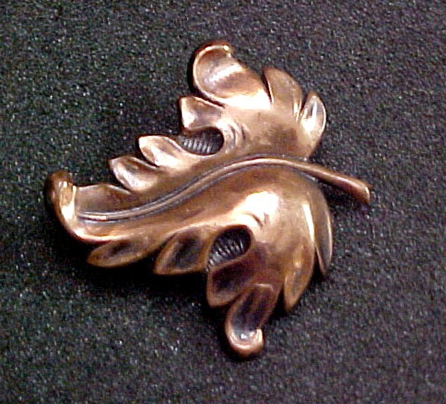 Vintage Estate Solid Copper Maple Fall Leaf Brooc… - image 4