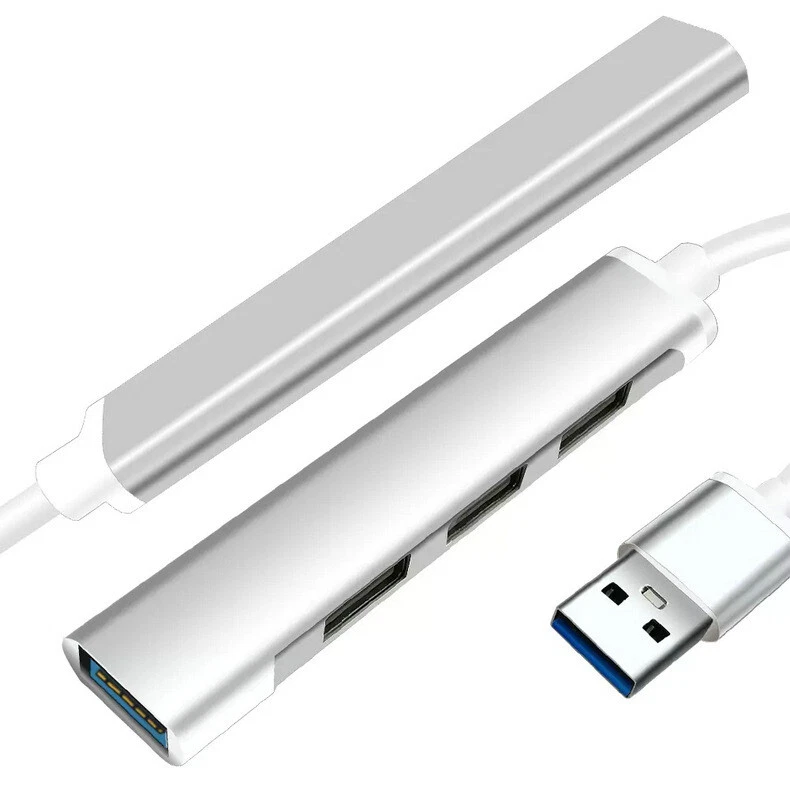 USB-A Hub 4x USB Port Adapter Notebook Laptop PC Macbook Aluminium Mini USB 3.0 - Bild 3 von 4