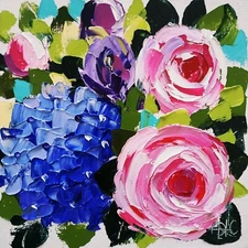 Peonies Painting Hydrangeas Original Artwork Floral Art Impasto Oil Painting 6x6