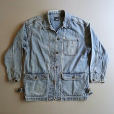 Vtg Liz Wear Denim Jean Jacket Chore Claiborne Faded Distressed Small Oversize