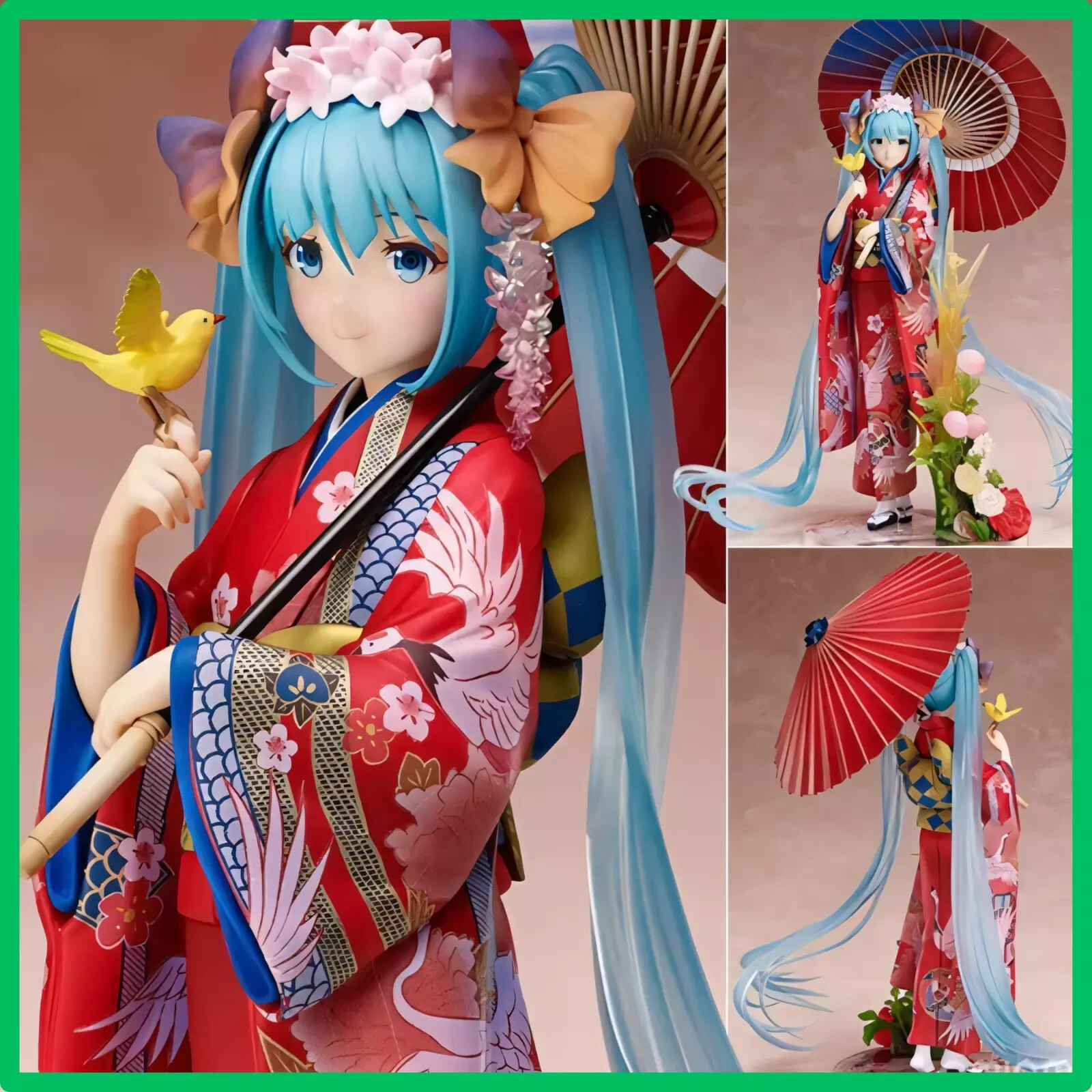 Figurine Hatsune Miku en Kimono Traditionnel Statue de Collection Peinte à la Main 19cm