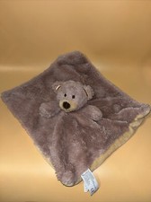 Kelly Baby Tan Brown Bear Lovey Security Blanket w/ Rattle Baby Toy 14" x 14.5"