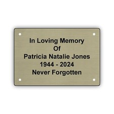 Engraved Brass or Brushed Silver Effect Acrylic Memorial Plaque Sign Bench Plate