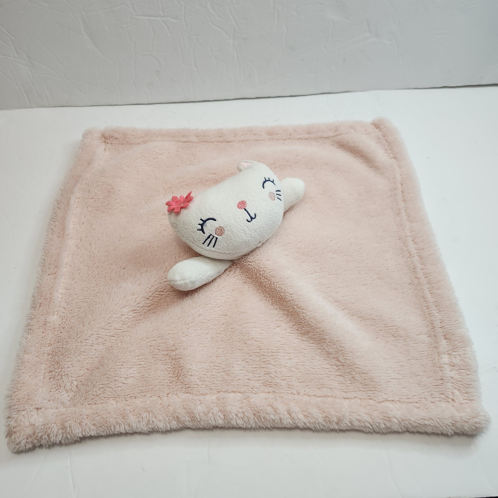 Lovey Cat Pink White Kitty Baby Security Blanket