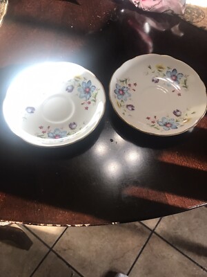 Duchess Bone China England  2 Saucers With Gold Trim