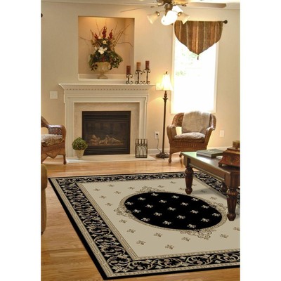 5x8 5 3 X 7 7 Fleur De Lis Lys Black Area Rug Free Shipping Ebay