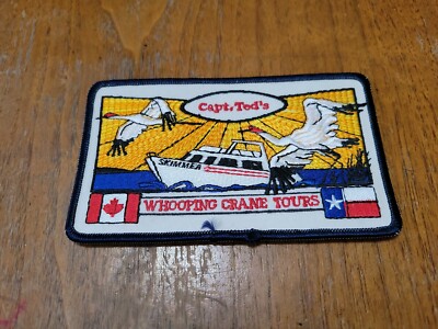 Vintage Captain Teds Whooping Crane Boat Tours Canada Texas Patch