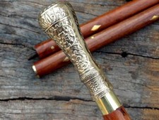 Designer Brass Handle Victorian Design Wooden Walking Cane Stick Vintage gift