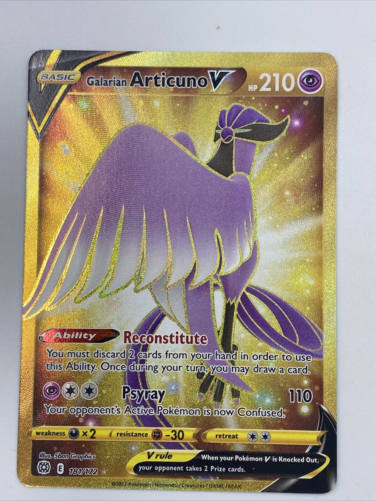 Galarian Articuno V - 181/172 - Secret Rare - Pokemon Singles