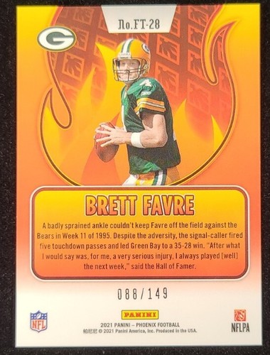 Brett Favre 2021 Panini Phoenix Teal Prizm #/149 Flame Throwers Packers FT-28 - Picture 3 of 3