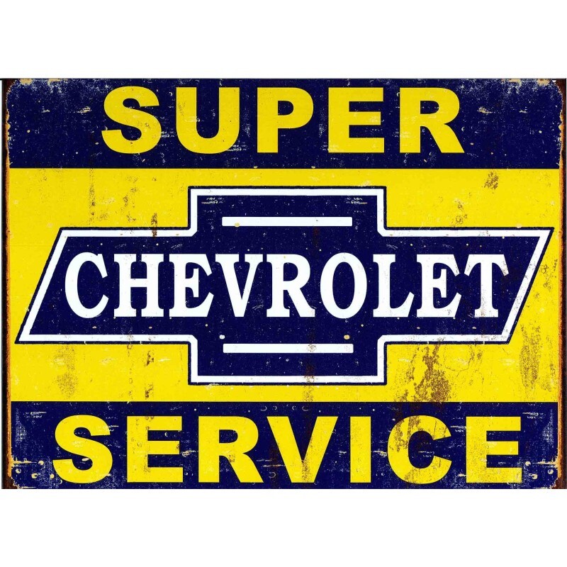Plaque métal Chevrolet 30x40cm plate avec logo rétro Super Service