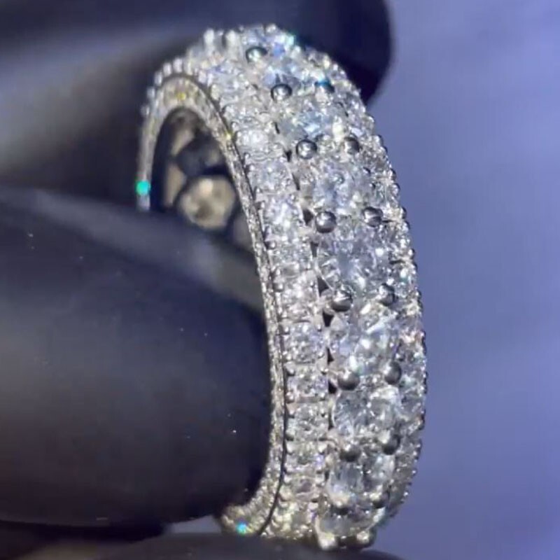 2.8 Carat Round Moissanite Eternity Band in 14k White Gold Plated