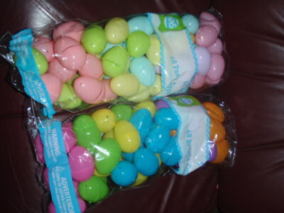 2 pkgs 96 total  UNFILLED PLASTIC EASTER EGGS - BRIGHT ASSORTED COLORS -