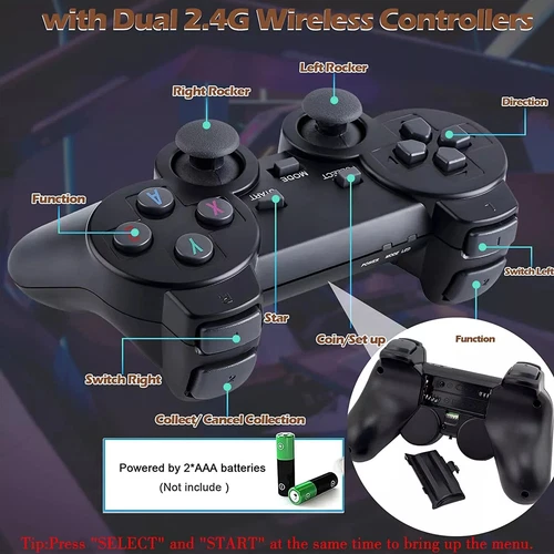 M15 40000+4K HDMI TV Video Game Stick Retro Gaming-Console 2 Wireless Controller - Bild 12 von 23