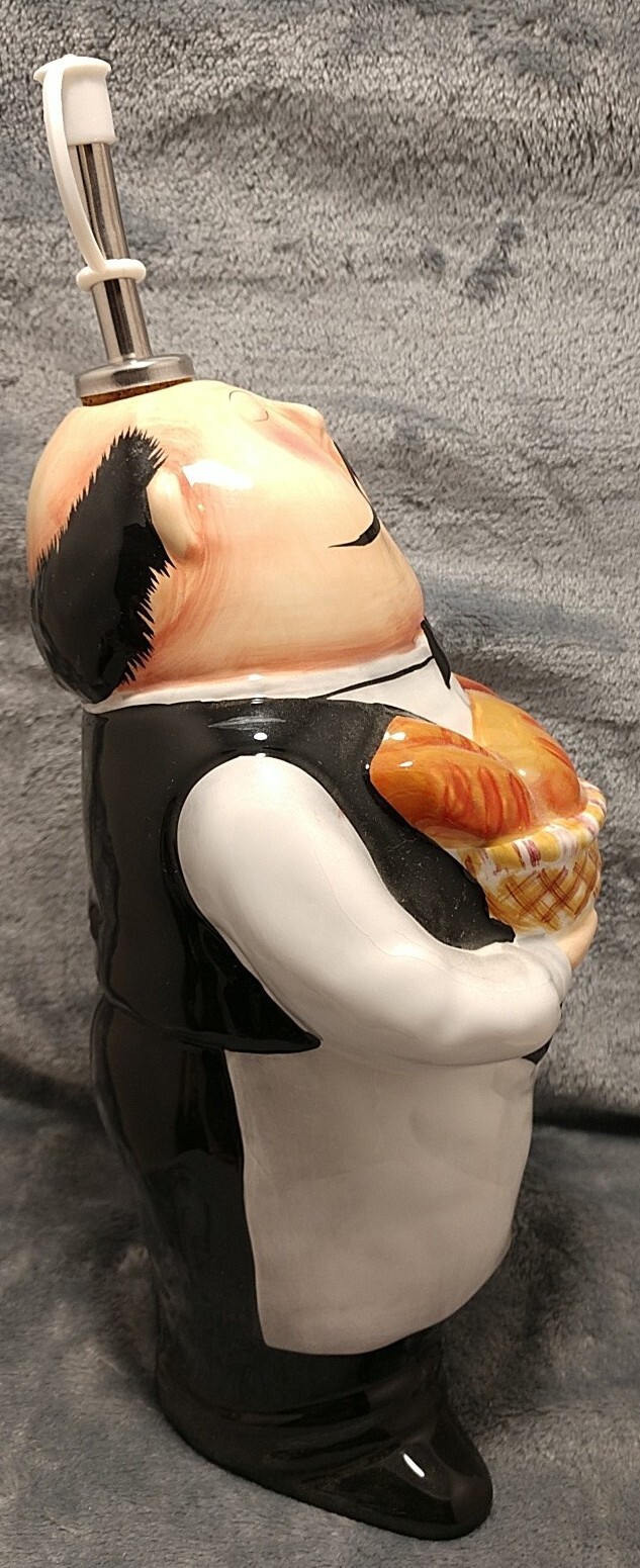 Ceramic Fat Chef Waiter Olive Oil Dipping Bottle Tracy Flickinger