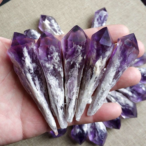 Natural Amethyst Quartz Crystal Cluster Rough Stone Geode Druzy Obelisk Healing - Picture 48 of 48