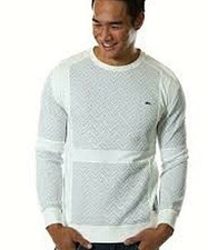 ATIZIANO Men's 'BILL' 81ATC4004 SIDE ZIPPERS FRENCH TERRY L/S White KNIT TOP - L