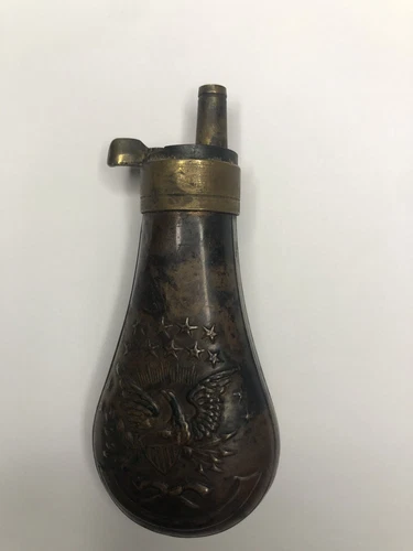 Civil War Colt Military Pocket Powder Flask Double-Sided Eagle 13 Stars Revolver