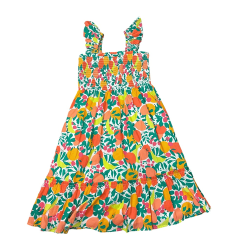 NWT J. Crew Crewcuts Girl Dress 8 Orange Fruit Tiered Ruffle Sleeve Midi Cotton - Picture 7 of 15