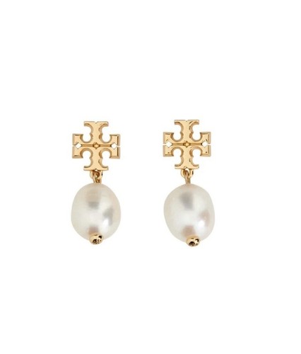 Tory Burch Kira Pearl Drop Earrings Gold Plated Lady Jewelry Nice Classic - Picture 2 of 6