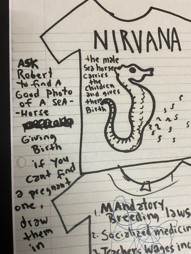 RARE NIRVANA KURT COBAIN SKETCH ART PRINT BY KURT HIMSELF , MOUNTED , GREAT GIFT - Picture 2 of 3