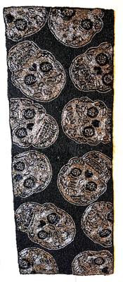 Gothic Black & Silver Haunting Skulls Event Holiday Beaded Table Runner 13 x 36