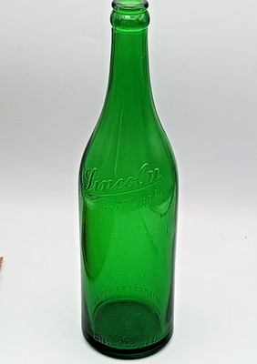 Vintage Lincoln Bottling Co 11 1/2'' GREEN BOTTLE 24oz Pint 8 FL OZ~CHICAGO ILL