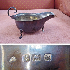 Antique Sterling Silver Gravy Boat 1923 Adie Brothers 88g Vintage Birmingham