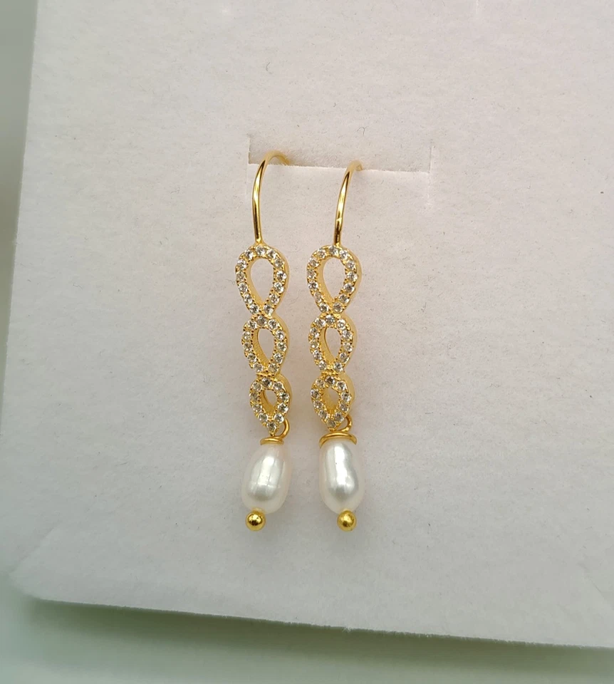 Orecchini donna perla argento 925  pendenti a lobo piccoli eleganti - Immagine 3 di 4