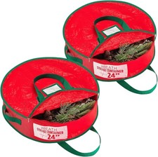 Christmas Wreath Storage Bag - 2-PACK - Durable, Tarp Material, Zipper, Sturdy C