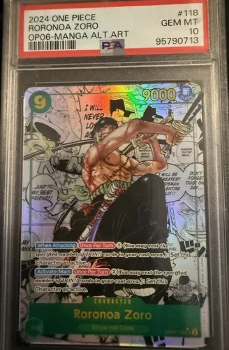 2024 ONE PIECE OP06-WINGS OF THE CAPTAIN #118 RORONOA ZORO MANGA ALTERNATE ART