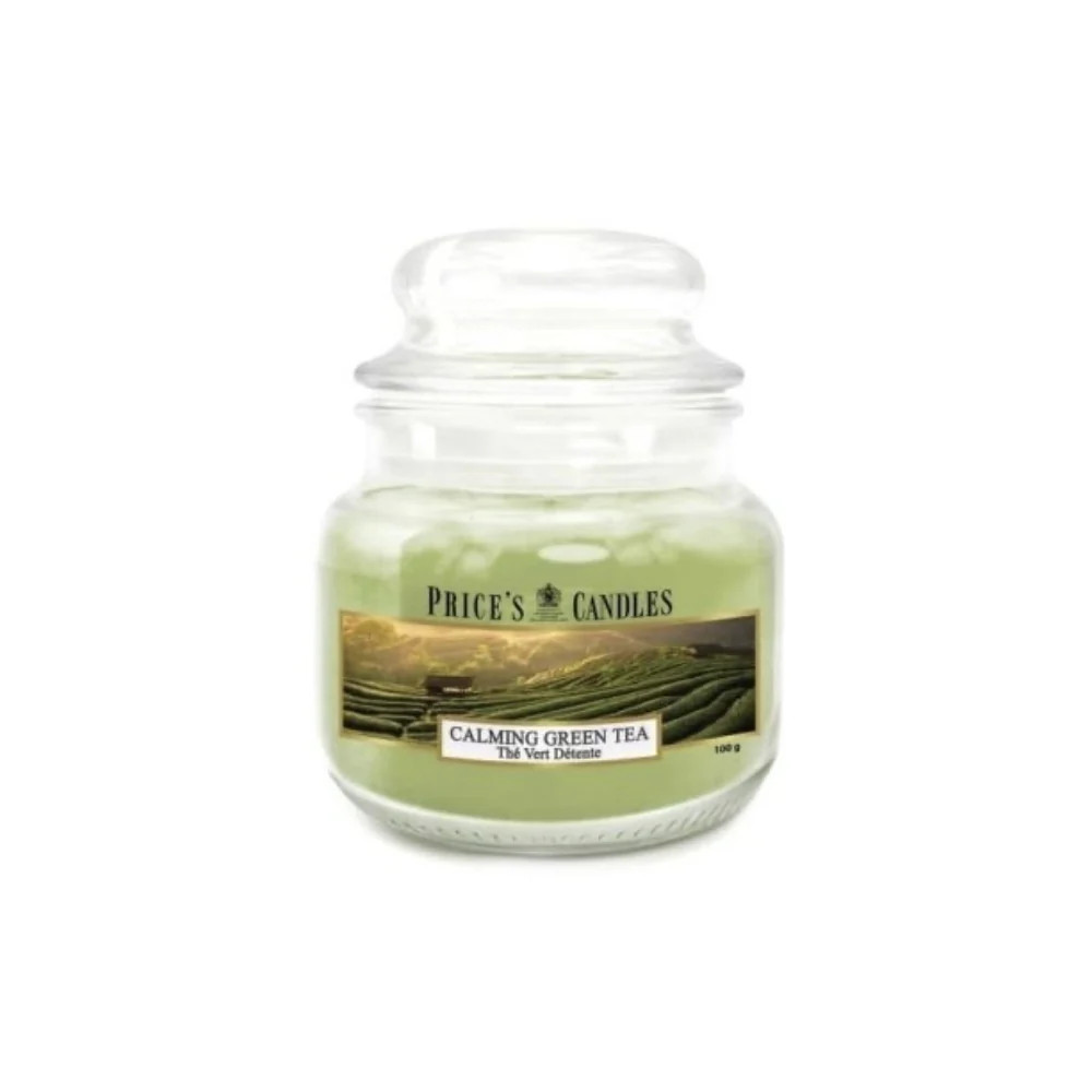 Calming Green Tea Scented Candle 30H - Small Lidded Jar