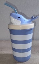 Sun Squad Target Brand Blue Striped Whale Figural Straw Cup for Kids NEW