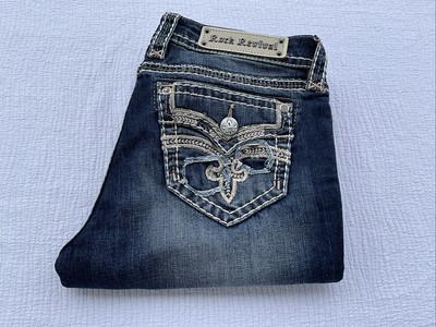 Rock Revival Easy Skinny Jeans  RAVEN ES400  Women s Jeans With Stones Sz 28/32