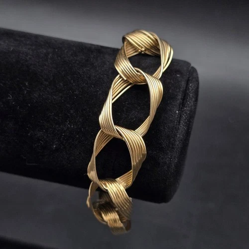 12K Gold Filled Wire Link Bracelet Vintage Costume Jewelry