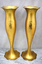 Pair of 100 Year Old Church Flower Vases, Trumpet Style, 20" (CU803) chalice co