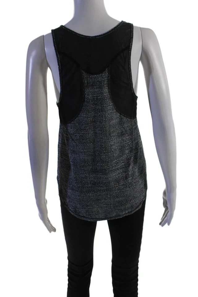 Camiseta sin mangas activa Lululemon para mujer negra estampada con ribete de malla cuello redondo talla 6 Foto 3 de 4