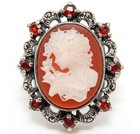 Swiss Marcasite Cameo Victorian Lady 925 Solid Sterling Silver Ring Sz 8 PC6 — photo 1
