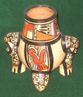 COLORFUL VINTAGE PRECOLUMBIAN AZTEC/MAYAN STYLE TRIPOD BOWL — photo 5